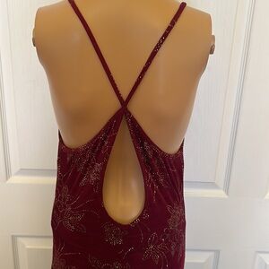 Jessica McClintock Gunnesax maroon evening  dress floor leng sz 11/12